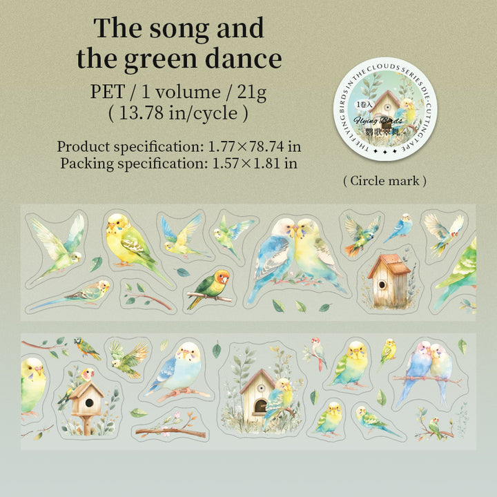 Birds Among the Clouds Die-cut Tape for Nature Scrapbooks