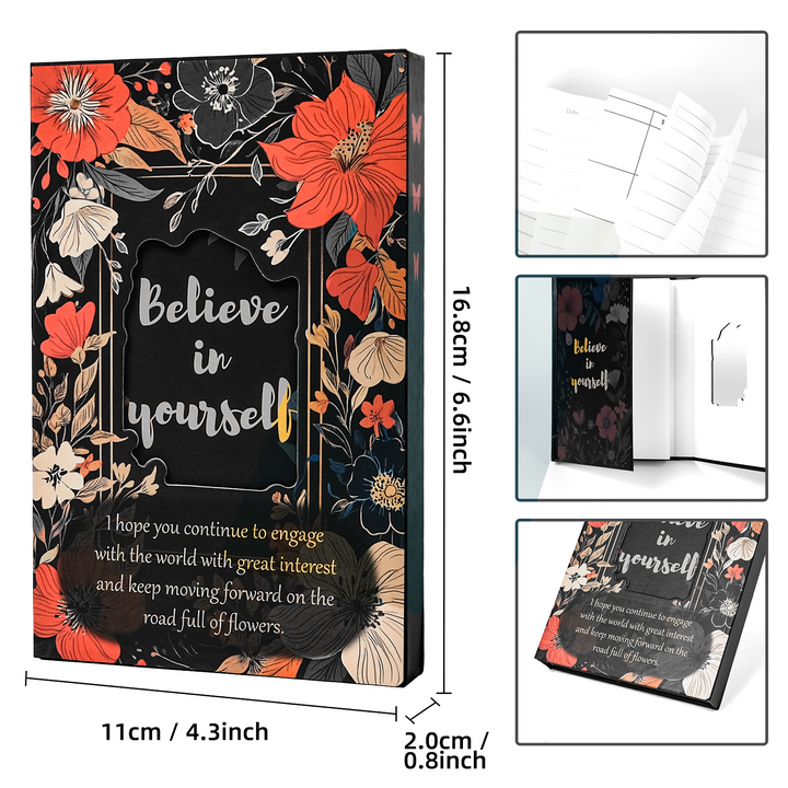 Black Flower Style Journal Floral Aesthetic Stationery