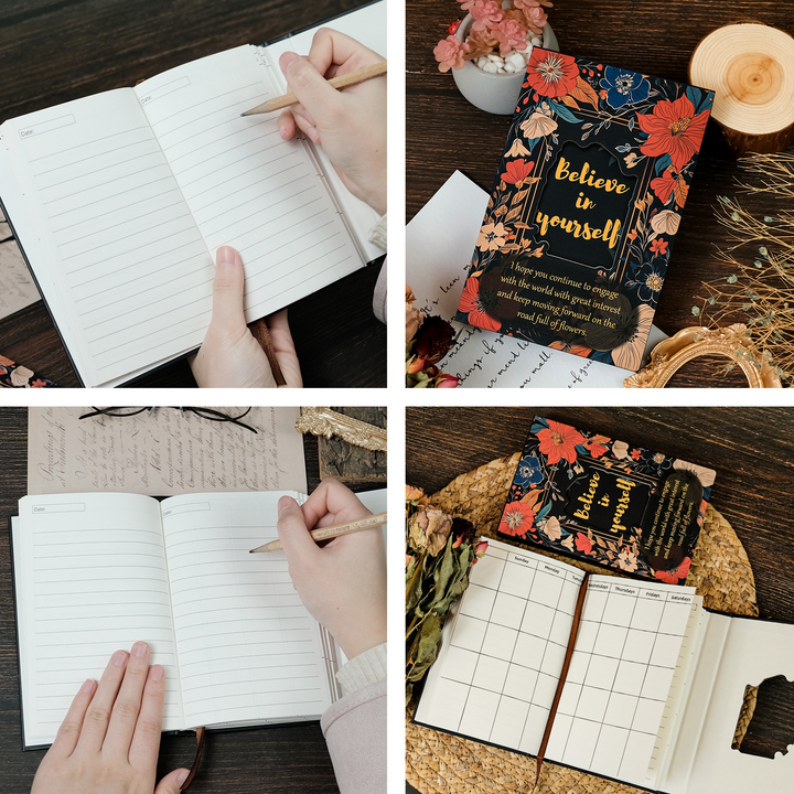 Black Flower Style Notebook Retro Cover Design