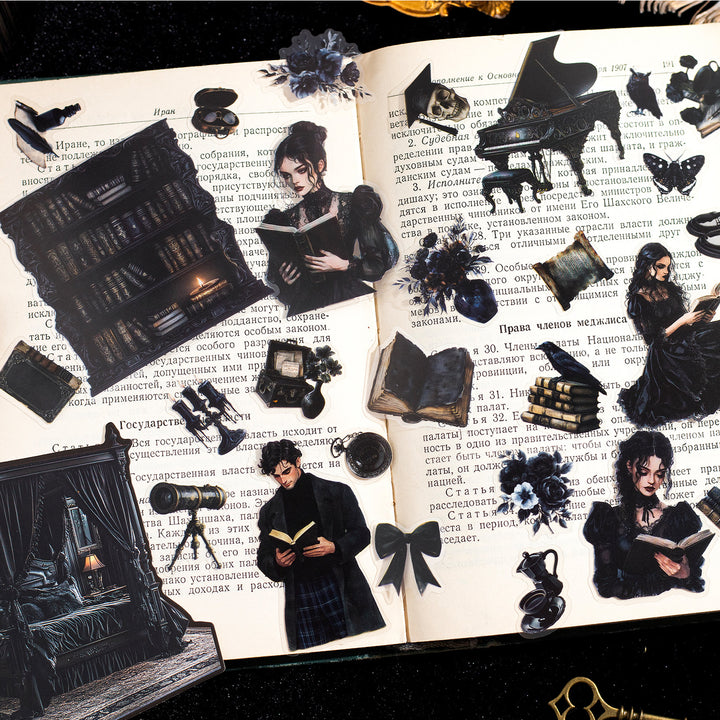 Black world Girl Gothic Retro Stickers Collection