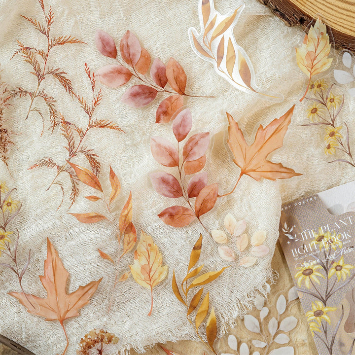 Botanical PET Stickers Plant Light Book floral elements background collage