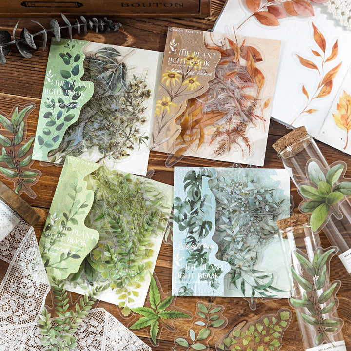 Botanical PET Stickers Plant Light Book junk journal decoration natural tone