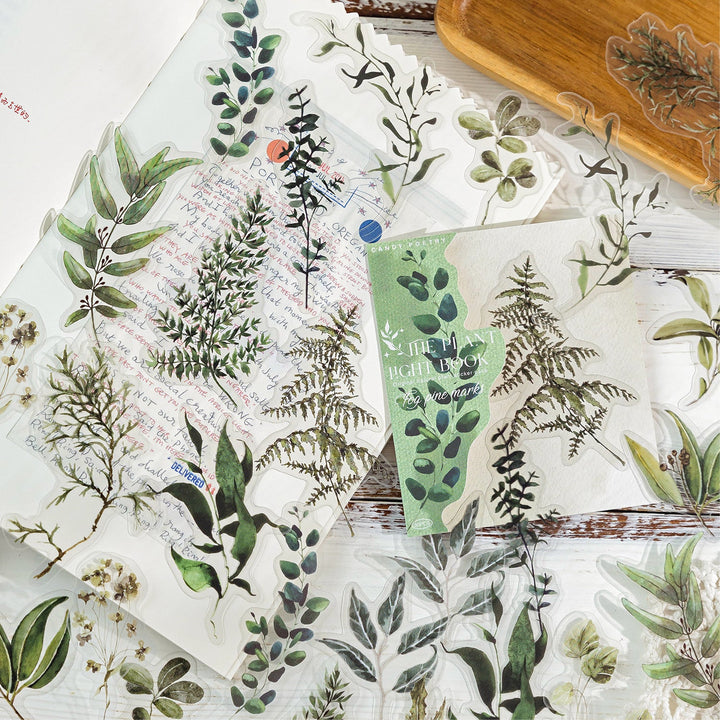 Botanical PET Stickers Plant Light Book transparent stickers plant theme