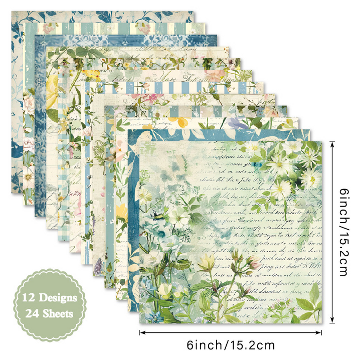 Botany Series Background Paper Floral Retro Style Collage Paper
