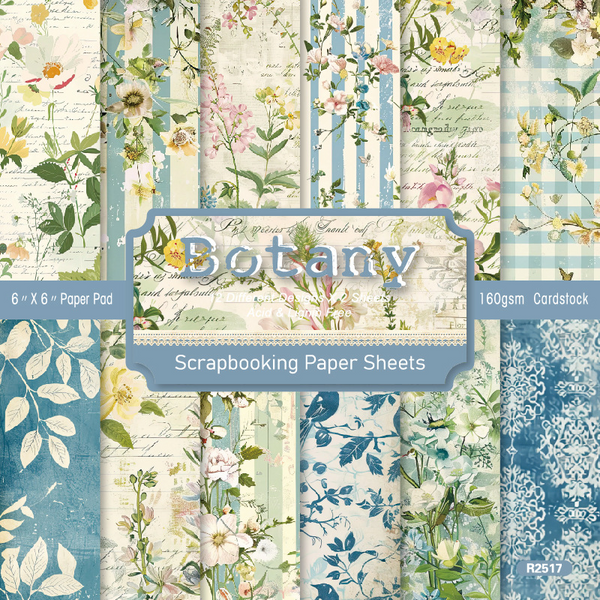 Botany Series Decorative Paper Retro Floral Background for Scrapbooking