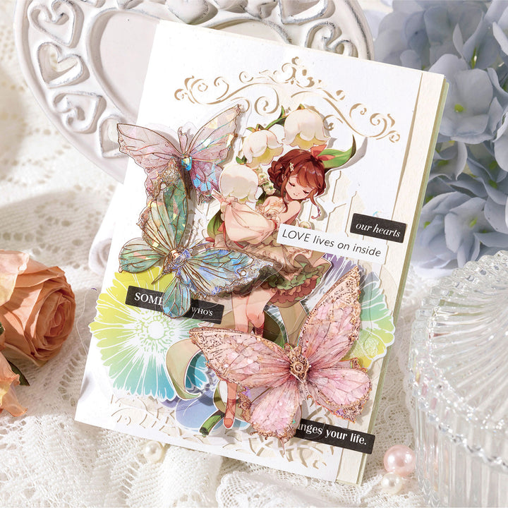 Boundless Butterfly Spectrum Vintage PET Stickers Iridescent Design Decorative Butterfly Stickers