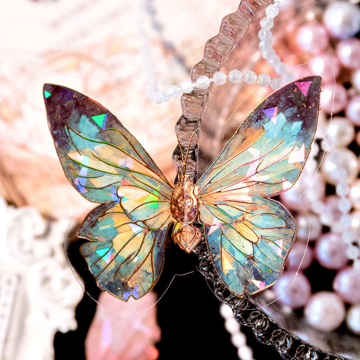 Boundless Butterfly Spectrum Vintage PET Stickers Iridescent Design Holographic Crafting Butterflies