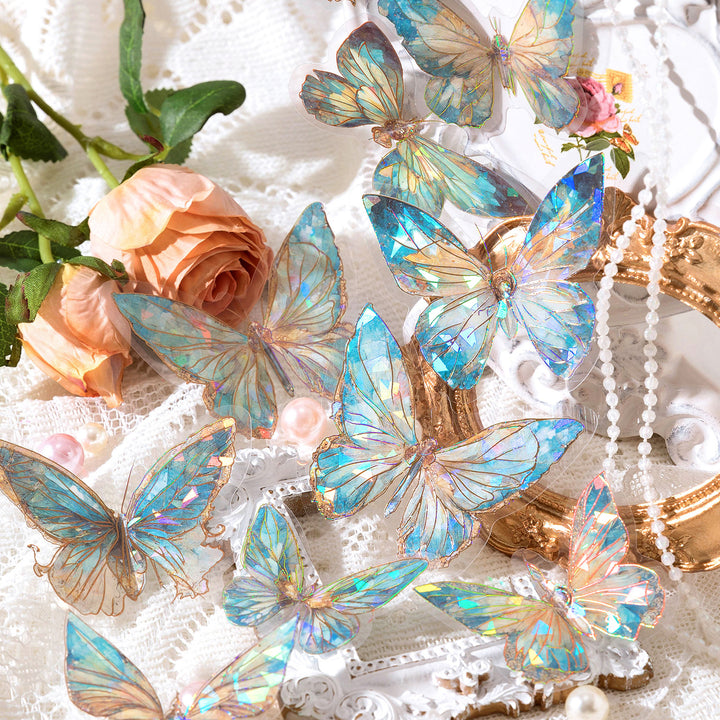 Boundless Butterfly Spectrum Vintage PET Stickers Iridescent Design Luminous Butterfly Craft