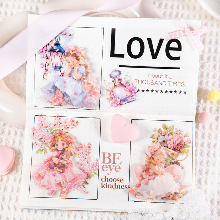 Bow Girl Cute PET Stickers Color Changing Glow for Art Projects