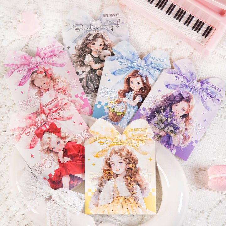 Bow Girl Cute PET Stickers Glowing Sweetness for Journal Creation