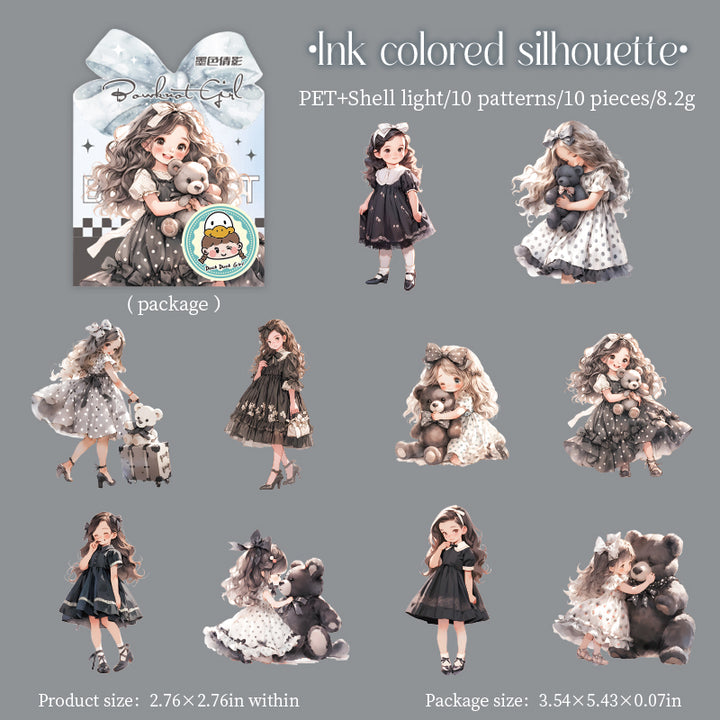 Bow Girl Cute PET Stickers Sweet Design and Radiance