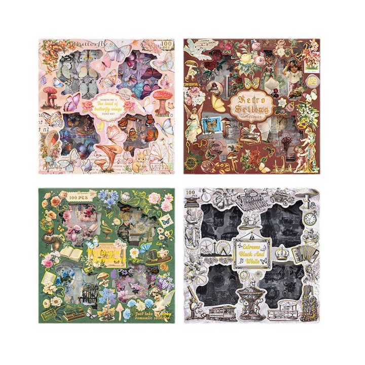 Box stickers Retro PET Stickers Vintage Daily Life Fine Gold Foil Ideal for Journal Projects