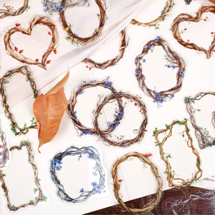 Branch Border Stickers PET Elegant Lace