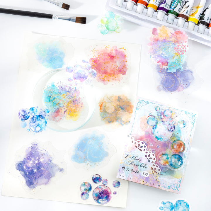 Bright Fireworks PET Stickers for DIY Projects