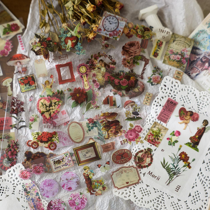 Bright tegy series Retro Flower Stickers for Custom Decoration