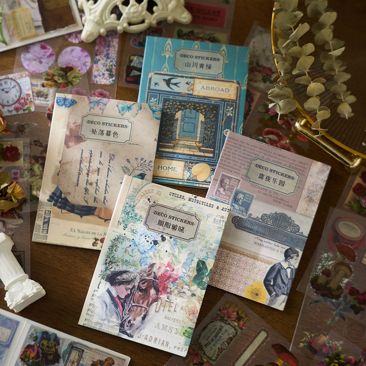 Bright tegy series Retro Flower Stickers for Scrapbooking