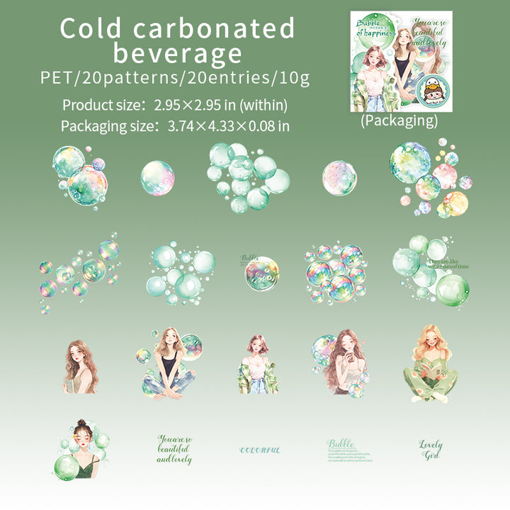 Bubble of Happiness Cold Carbonated Beverage Bubbles DIY Vivid Stickers