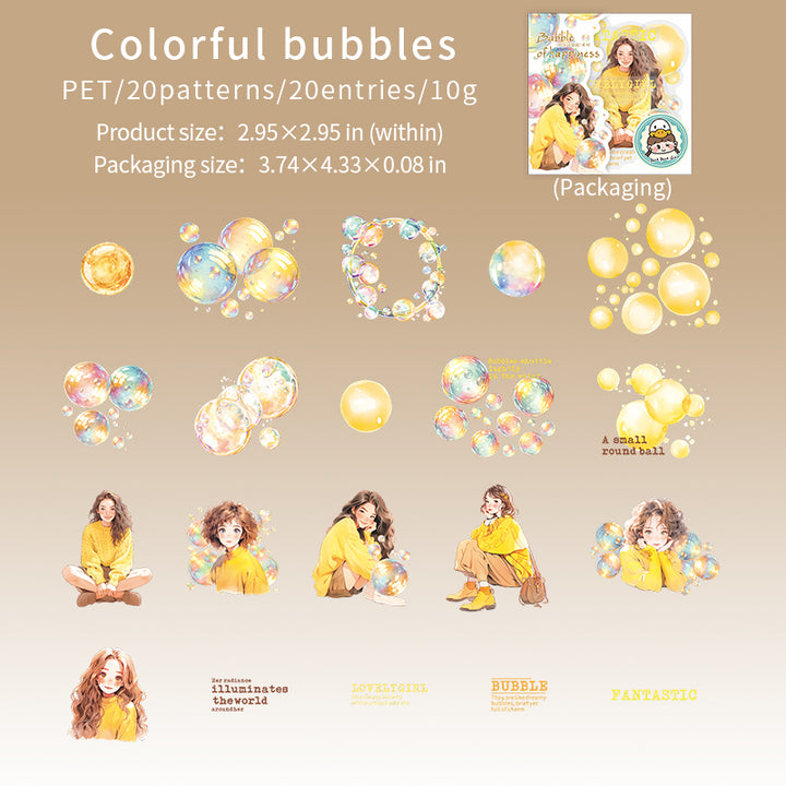 
Bubble of Happiness Colorful Bubbles DIY Character Stickers