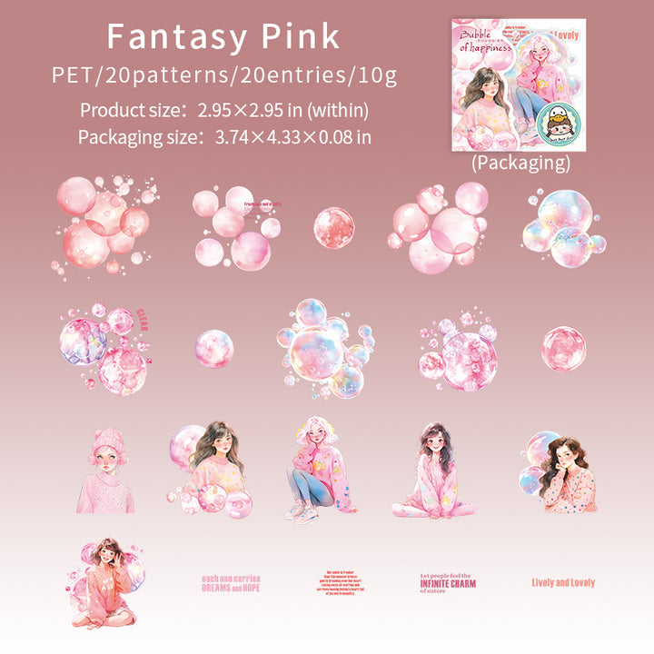 Bubble of Happiness Fantasy Pink Bubbles DIY Stickers