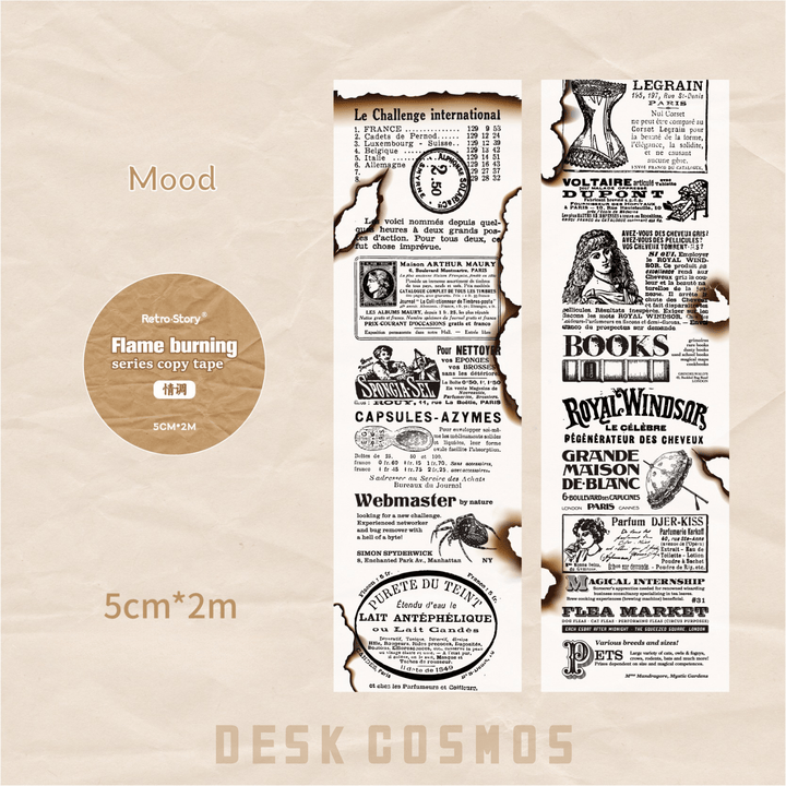 Burn Series Copywriting Tape Retro Vintage Lettering Washi Tape