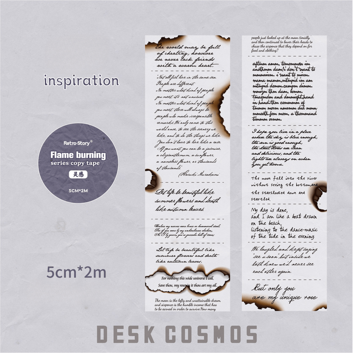 Burn Series Copywriting Tape Retro Vintage Lettering for Scrapbooking