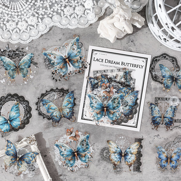 Butterfly PET Stickers Lace Dream Series romantic lace insect theme