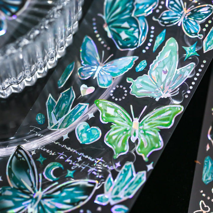 Butterfly Poem Series Stickers Embossed Silver Decor for Journaling