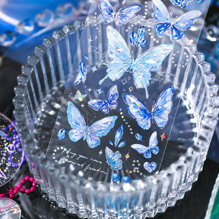 Butterfly Poem Stickers 3D Embossed Romantic Silver Scrapbook Art