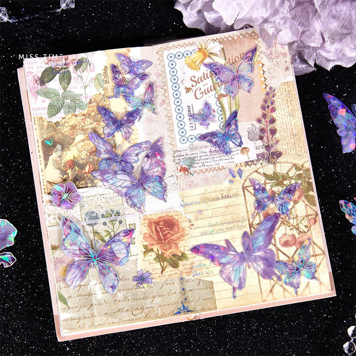 Butterfly dance flying flower stickers transparent background scrapbook