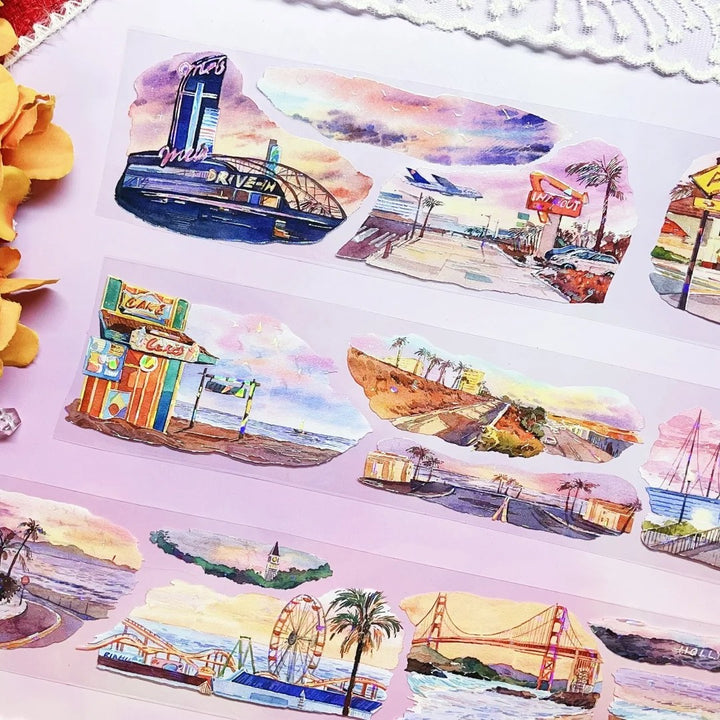 California Sunset PET Tapes Creative Scenery Ideal for Journaling