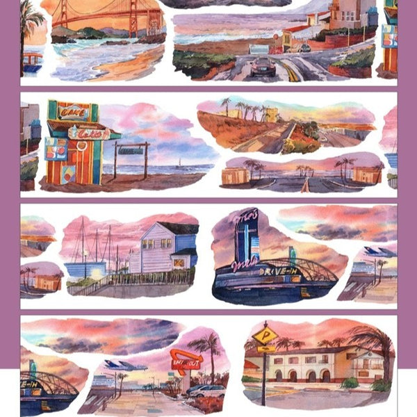 California Sunset PET Tapes Ocean Journal Suitable for DIY Decorations