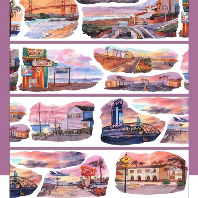 California Sunset PET Tapes Ocean Journal Suitable for DIY Decorations