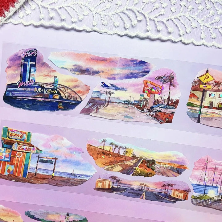 California Sunset PET Tapes Scenery Travel Journal Suitable for Personalization