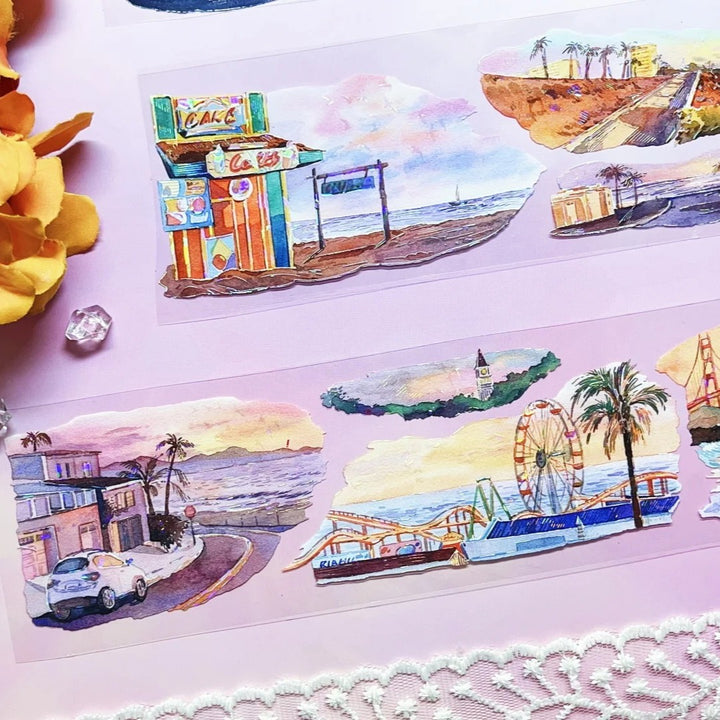 California Sunset PET Tapes Scenic Ocean Perfect for DIY Scrapbook