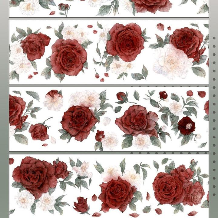 Camellia Rose flower themed tape for beginner journaling