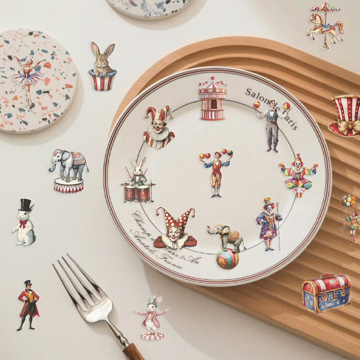 Cartoon Circus Stickers Set PET Animal Scrapbooking Supplies