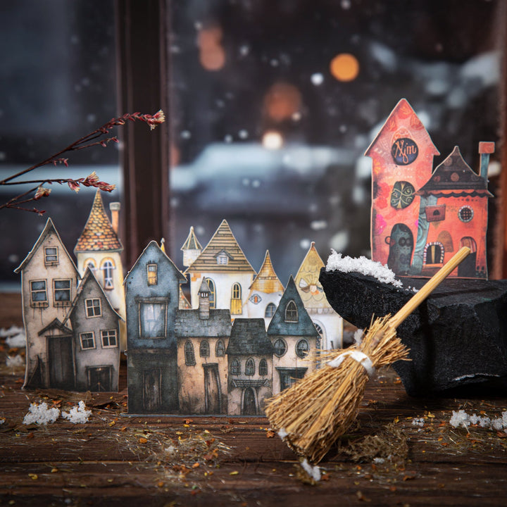 Cartoon Stickers Weird Cottage Retro Cottage Scene Stickers