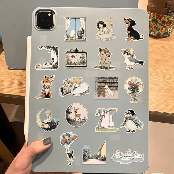 Cartoon World Stickers Animal Retro Cartoon Stickers for Journal