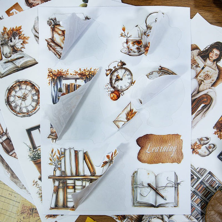 Character Sticker Book Afternoon Reading Cute Ephemera Aesthetic