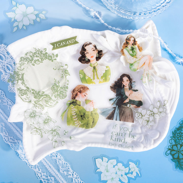 Character Stickers Floral Huaying Weaving Romantic Girl Style