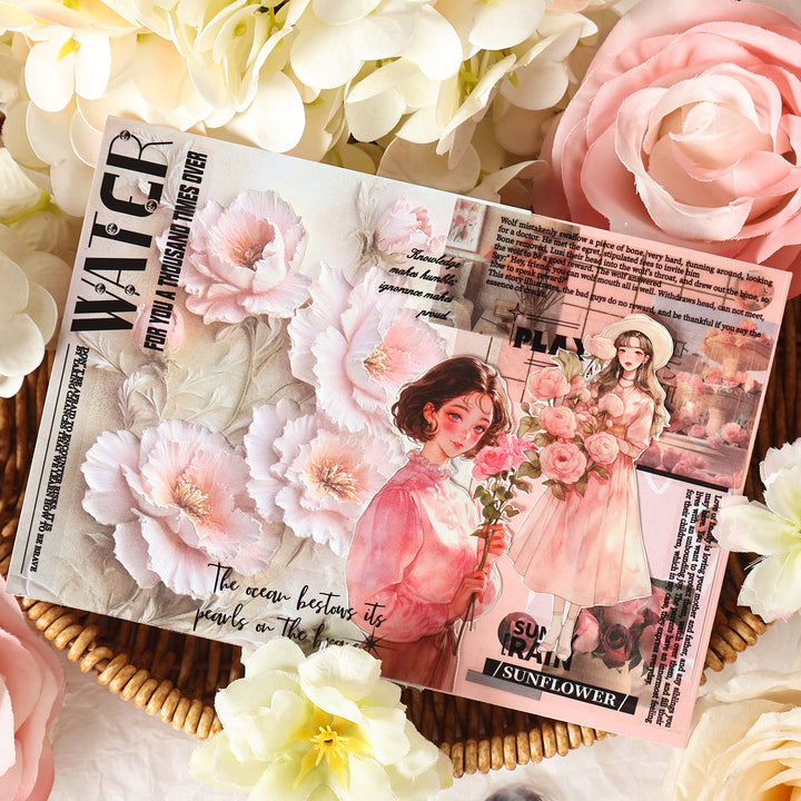 Charming Lady Romantic Flower PET Stickers Suitable for Scrapbook