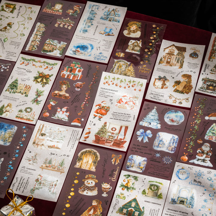 Christmas Gift Book PET Washi Stickers for Holiday Journaling