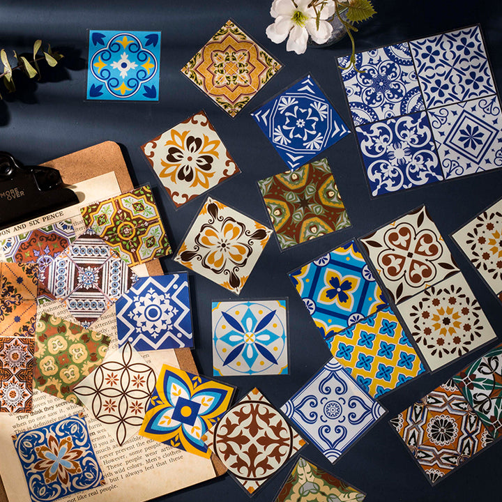 Classical Tiles PET Stickers for Vintage Journals