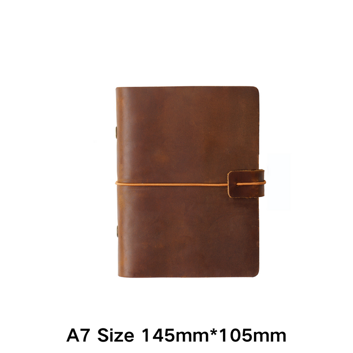 Classical Time Handmade Cowhide Planner Brown A7