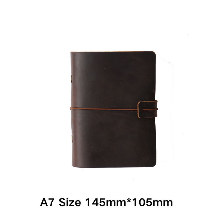 Classical Time Handmade Cowhide Planner Coffee A7