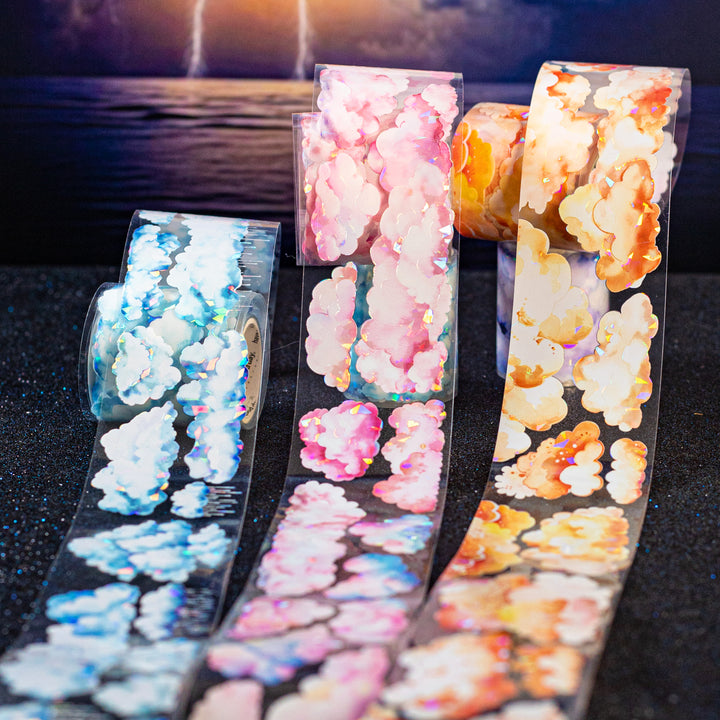 Clouds Curl And Stretch PET collage tape watercolor blue cloud scenery