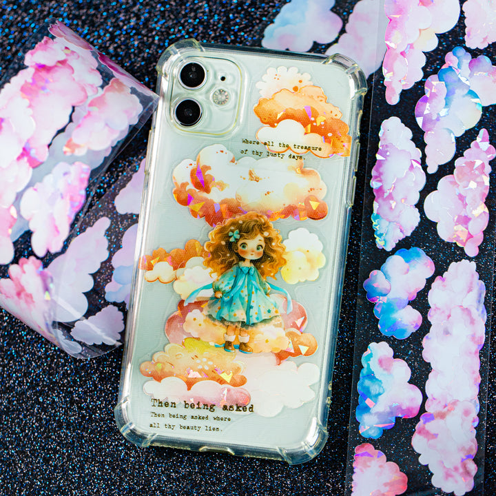 Clouds Curl And Stretch PET tape dreamy clouds design for scrapbooking
