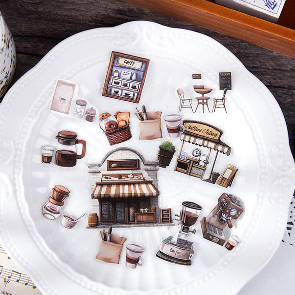 Coffee Sticker PET Cafe Shop Series Watercolor Coffee Theme