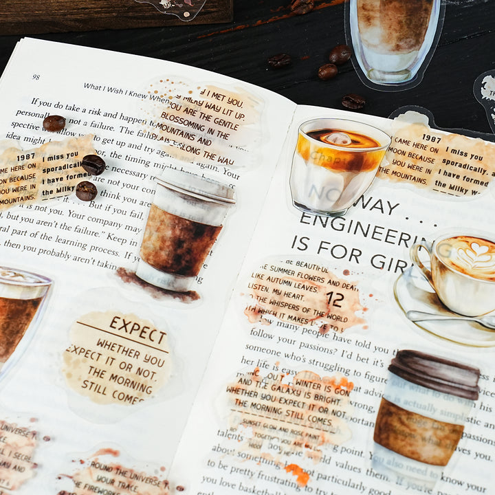 Coffee Stickers Coffee Freedom Series PET Aesthetic Supplies