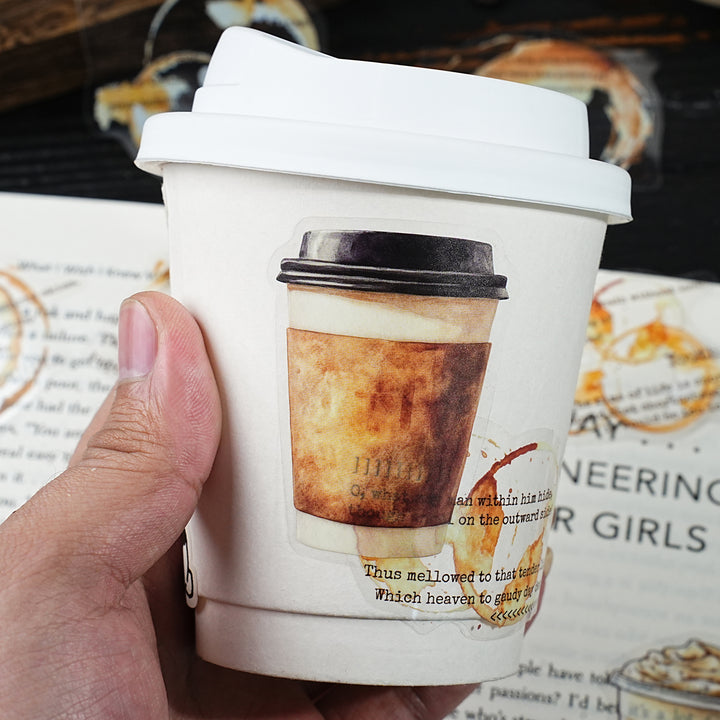 Coffee Stickers PET Coffee Freedom Series Collage Material